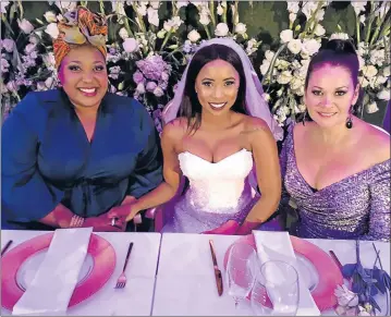  ?? Picture: BARBARA HOLLANDS ?? I DO: Celebrity chef Zola Nene, left, and former Miss South Africa Bernelee Daniell, the new judges on the second season of ‘The Wedding Bashers’ flank original cast member Denise Zimba. The three, with Zavion Kotze, will not only rate weddings but...