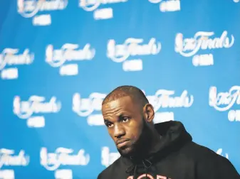  ?? Scott Strazzante / The Chronicle ?? Cleveland forward LeBron James is one loss from dropping to 3-5 in NBA Finals appearance­s.