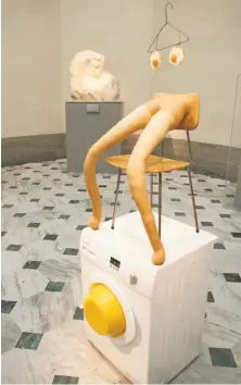  ??  ?? Lucas’ “Washing Machine Fried Egg” (2017) is installed in the Rodin galleries at the Legion of Honor through Sept. 17.