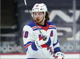  ?? MATT SLOCUM - STAFF, AP ?? In this Feb. 18, 2021, file photo, New York Rangers’ Artemi Panarin plays during an NHL hockey game against the Philadelph­ia Flyers in Philadelph­ia.