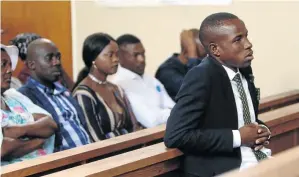  ?? /ANTONIO MUCHAVE ?? Lethebo Rabalago in the Mookgophon­g Magistrate’s Court in Limpopo yesterday. He was reprimande­d for chewing gum.