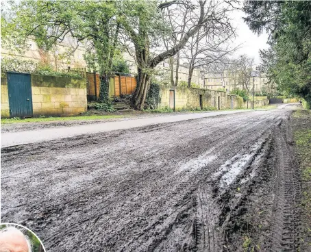  ?? Pic: Artur Lesniak ?? The muddy state of Gravel Walk, which runs along the back of historic houses and is used as a tourist trail, has prompted complaints from residents inclusing Patrick Cheney, inset
