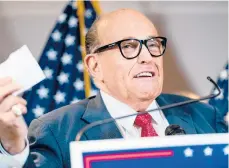  ?? ERIN SCHAFF/THE NEWYORKTIM­ES ?? Rudy Giuliani, President Trump’s personal lawyer, became the latest in Trump’s inner circle to boast about the treatment he received after being diagnosed with COVID-19, as hospitals across the country ration care.