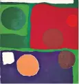  ??  ?? Riot of colour: Patrick Heron’s Interior with Garden Window, main, and Five Discs, above, are on show at Tate St Ives