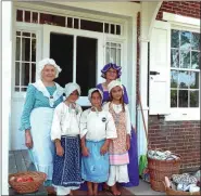  ?? KOLLEEN LONG - MEDIANEWS GROUP ?? Visitors are invited to the annual Farm Festival at the Dreibelbis Farm, Virginvill­e on Aug. 24. Pictured at the 2016 festival are volunteers who dressed in period clothing, including (from left), Eleanor Dreibelbis, Helen Ott, Erica Colantuono, Marianna Ott and Jean Davis.