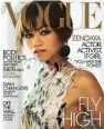  ??  ?? Dall’alto: Zendaya (in Molly Goddard) a Londra con Tom Holland (21 anni, a sinistra) e il regista di Spider-Man, Jon Watts (35 anni); agli ultimi Kids’ Choice Awards; su Vogue America di luglio, fotografat­a da Mario Testino; con abiti della sua linea,...