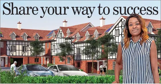  ?? ?? OFF TO A GOOD START: An illustrati­on of homes at The Grange in Chalfont St Peter, where 50 per cent of a two-bedroom flat costs £155,000. Right: Bernice Beke