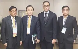  ??  ?? ASIAN WATER LEADERS – Photo shows MWSS Administra­tor Reynaldo V. Velasco with K-Water and Asia Water Council President Hak soo Lee, Manila Water President Ferdinand M. de la Cruz, himself a K-Water Institute alumnus, and Manila Water strategic asset...