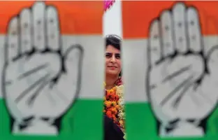  ?? — PTI ?? In this file photo Priyanka Gandhi Vadra is seen at an election campaign in Amethi. The Congress on January 23 appointed her as All India Congress Committee general secretary for UP East.