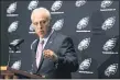  ?? THE ASSOCIATED PRESS FILE ?? Eagles owner Jeffrey Lurie did performed his annual preseason chat Sunday via Zoom. Among other things, he said he’d love to see fans be allowed into Lincoln Financial Field at some point this season.