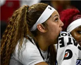  ?? EAKIN HOWARD/GETTY IMAGES ?? Kamilla Cardoso must sit out South Carolina’s opener.