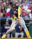  ?? MATT SLOCUM — THE ASSOCIATED PRESS ?? Reigning NL MVP Ronald Acuna Jr. is expected to be recovered from a sore knee in time for opening day.