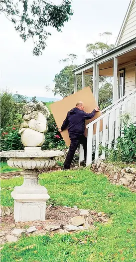  ??  ?? Right: St Paul’s Anglican Grammar School product and design teacher Phil Coombs delivers materials to a student’s house for a special remote learning project