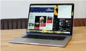  ?? ?? The larger MacBook Air maintains all the good things of its smaller sibling, just with a nice big 15in screen. Photograph: Samuel Gibbs/The Guardian