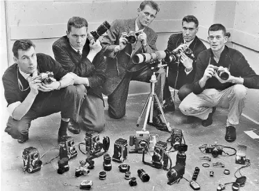  ??  ?? The first staff photograph­ers for the Edmonton Journal, circa 1963. From left to right: Dave Clark, Gordon Beck, Dave Colville, Colin Price and Ken Orr.