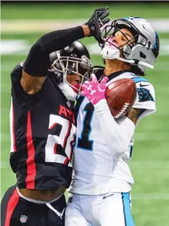  ?? DANNY KARNIK/AP ?? Panthers receiver Robby Anderson (shown making a catch against the Falcons) has six catches of 50 yards or more this season.