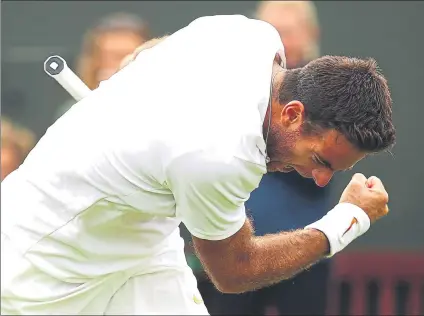  ?? FOTO: GETTY ?? Juan Martín Del Potro, liberando toda la tensión acumulada tras rubricar su victoria en octavos frente al francés Gilles Simon