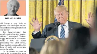  ?? /Bloomberg ?? MICHEL PIREU Intake: US President Donald Trump during a swearing-in ceremony of White House senior staff in the East Room of the White House in Washington on Sunday.