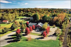  ?? Patrick Sikes / ?? An aerial view of the fall foliage in New Milford on Oct. 15, 2020.