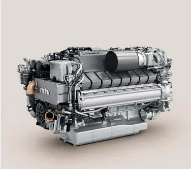  ??  ?? The MTU 16V2000 M96L is the powerplant of choice for many boatbuilde­rs, thanks to its high horsepower and low maintenanc­e requiremen­ts.