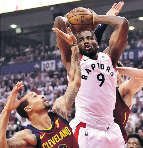  ?? FRANK GUNN / THE CANADIAN PRESS FILES ?? Toronto Raptors forward Serge Ibaka is taking much of the heat for his lacklustre play in the first two games against the Cleveland Cavaliers, both Raptors’ losses. Game 3 is Saturday in Cleveland.