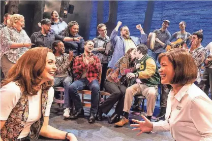  ?? PROVIDED/MATTHEW MURPHY FOR MURPHYMADE ?? Hannah Kato as Janice, right, performs during a scene of the Broadway-touring production “Come From Away.” The production will make a stop at Juanita K. Hammons Hall for the Performing Arts Friday, April 12 and Saturday, April 13.