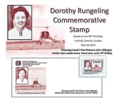  ?? SUPPLIED PHOTO ?? A stamp celebratin­g Pelham aviation pioneer Dorothy Rungeling was released to the public for sale in August 2008.