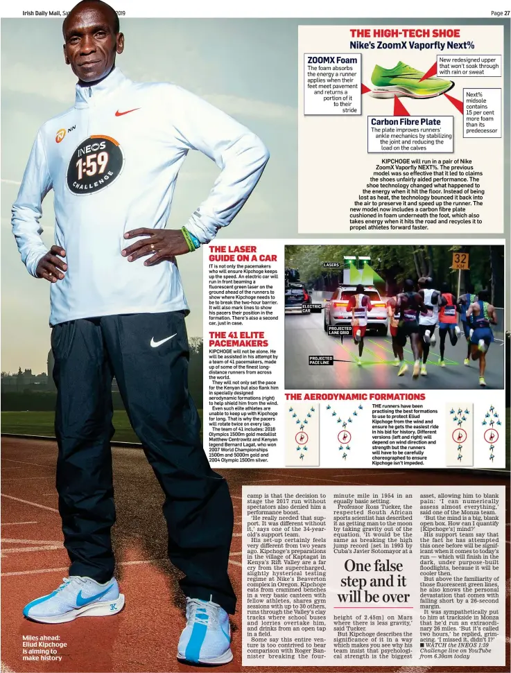  ??  ?? Miles ahead: Eliud Kipchoge is aiming to make history