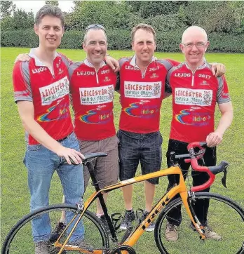 ??  ?? Pictured, from left to right, are Swithland cyclists Anthony Owen, Martin Leake, Patrick Lynch and Rob