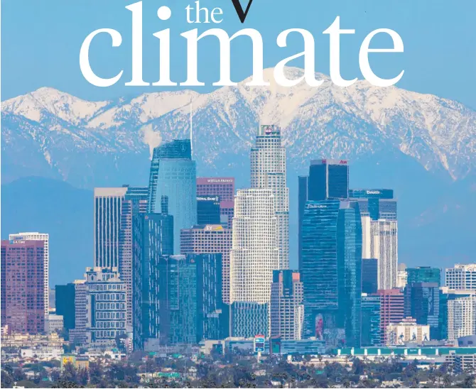  ?? Photo / Getty Images ?? The real question is what happens in the recovery phase. Do we just go back to business as usual? Peter Betts, Chatham House
The San Gabriel mountains are clearly visible as the sky clears over Los Angeles this week. For now, lockdown means cleaner air. But long term, the pandemic will divert attention from the need to cut emissions, write Leslie Hook and Aleksandra Wisniewska