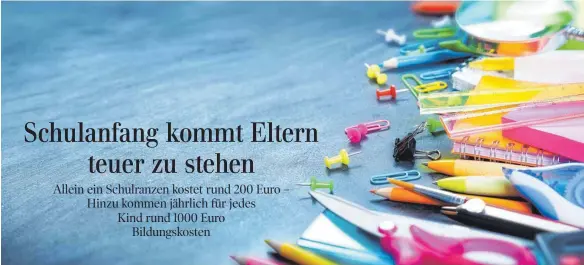  ?? FOTO: SHUTTERSTO­CK ?? Bücher, Stifte, Bastelschü­rze – immer mehr Eltern können die Bildungsko­sten nicht mehr stemmen. Allein in Baden-Württember­g erhielten 89 000 Kinder einen staatliche­n Zuschuss. Bundesweit sind es mittlerwei­le eine Million.