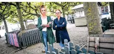  ?? RP-FOTO: ANDREAS BRETZ ?? Kerstin Rapp-Schwan (r., Schwan) und Angelina Guntermann (Goldener Ring) mussten wegen der Wanzenplag­e ihre Terrassen schließen.