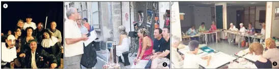  ??  ?? 1 Les Dictionnar­iens en Avignon. 2 Marc Scussel et les comédiens, le plaisir d’être ensemble. 3 Le FAP offre des activités pour tous les âges.