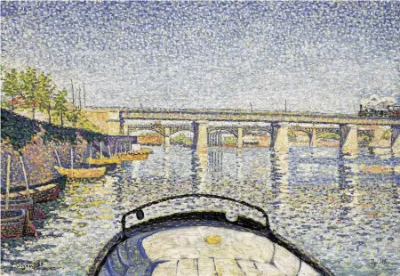  ?? Private collection ?? Paul Signac’s “Stern of the Tub” represents the Pointillis­t movement, one of the artistic developmen­ts illustrate­d in the show “Monet to Picasso: A Very Private Collection.” Other avant-garde “-isms” that followed Impression­ism include Fauvism and Cubism.