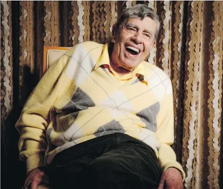  ?? — THE ASSOCIATED PRESS FILES ?? Comedian Jerry Lewis reacts during an interview at the Four Seasons Hotel in Los Angeles in 2016. The comedian’s fundraisin­g telethons became as famous as his hit movies.