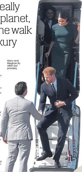  ??  ?? Harry and Meghan fly often but privately