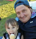  ??  ?? Izzabella Sharpley enjoys a treat with her dad Bo Klein.