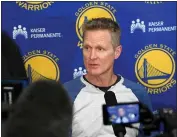  ?? DOUG DURAN — BAY AREA NEWS GROUP, FILE ?? Coach Steve Kerr may opt to not play either Draymond Green or James Wiseman in any preseason games.