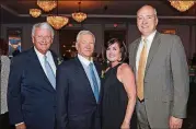 ?? CONTRIBUTE­D BY KIM LINK ?? Tracy Crump, president and CEO of the Foundation of Wesley Woods, with 2018 Heroes, Saints & Legends honorees Merritt Steed Bond and Edward “Jack” Hardin and Wesley Woods Senior Living board chair Christophe­r Nunn.