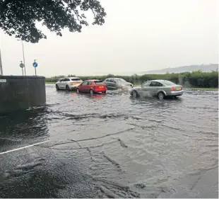  ??  ?? Ralston Road junction with Dundee Road on Saturday after flash flooding.