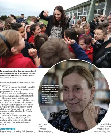  ?? IAIN MCGREGOR/ THE PRESS ?? Retired teacher Rose Rankin says she tried to offer her fellow teachers emotional support when they came into her office crying.