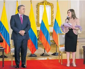  ?? PRESIDENCI­A ?? El presidente Iván Duque y la ministra de Minas y Energía, María F. Suárez.