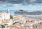  ??  ?? Passengers on the MSC Fantasia are being virus-tested in the Port of Lisbon, Portugal, and will be repatriate­d once they are cleared