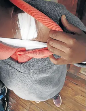  ?? / SUPPLIED ?? Samkelo Thusi was hit by a stray bullet while in class at Younitiate primary school in Benoni on the East Rand.