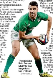  ?? SPORTSFILE ?? The missing link: Conor Murray is a huge loss for Ireland