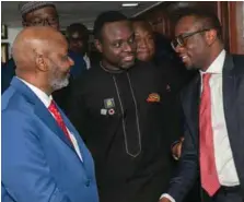  ??  ?? L-R: Former Vice President and active Ambassador of the Intra-African Trade Fair, Nnamdi Sambo; CEO of MIPAD, Kamil Olufowobi; and Managing Director JP Morgan, Dapo Olagunju, at the MIPAD event in Lagos… recently