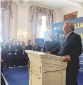  ?? Ansa/LaPresse ?? Kermesse Silvio Berlusconi e il presidente del parlamento Ue, Antonio Tajani, alla convention di a Fiuggi “L’Italia e l’Europa che vogliamo”