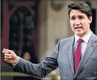  ?? CP PHOTO ?? Prime Minister Justin Trudeau stands during que tion period in the House of Commons on Parliament Hill in Ottawa on Wednesday.