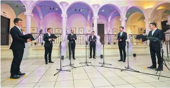  ??  ?? Hit for six The Gesualdo Six performed at Perth Museum