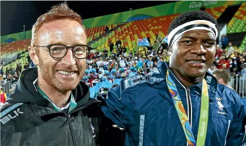  ?? GETTY IMAGES ?? Fijian team Olympic gold medallists coach Ben Ryan, left, and Ro Dakuwaqa went on a remarkable journey.